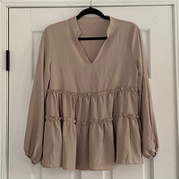 Maurices Tan Ruffle Blouse - Picture 1 of 2